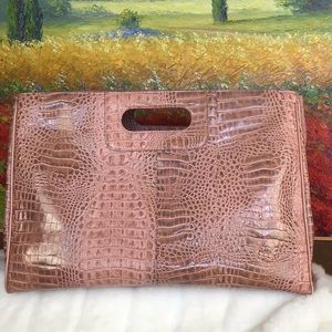 Large Pink Tote Leather with Alligator look